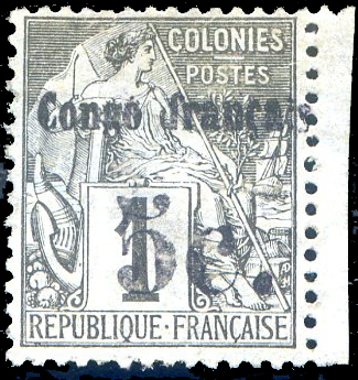 5 c sur 1 centime Alphée Dubois Congo Français TB