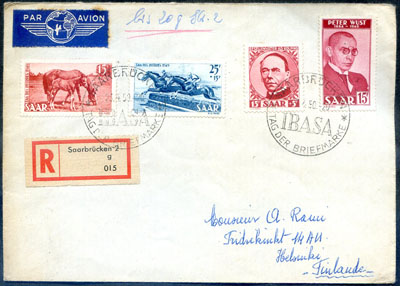 lettre 1950 pour la Finlande ayant circulé TB