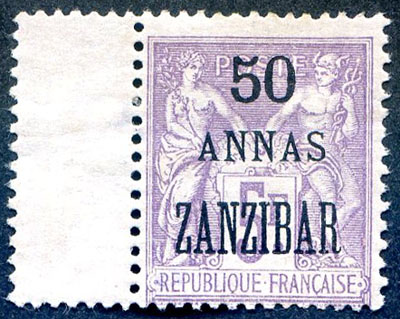 50 annas sur 5 francs Zanzibar TTB