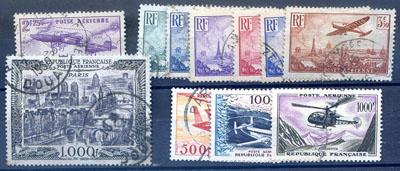 11 timbres poste aérienne sélectionnés TTB