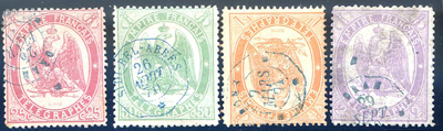 Série des 4 timbres télégraphe dentelés TB