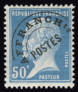 50 cts Pasteur bleu préoblitéré grande fraîcheur TTB