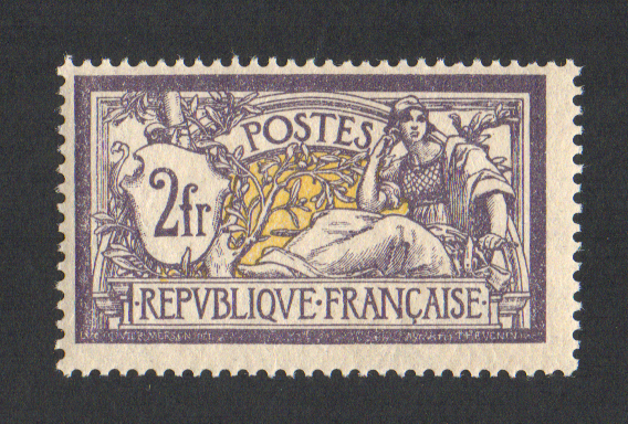 2 francs violet et jaune Merson, fraîcheur postale TTB