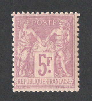 5 francs T. Sage violet sur lilas, fraîcheur postale, s/Calves T