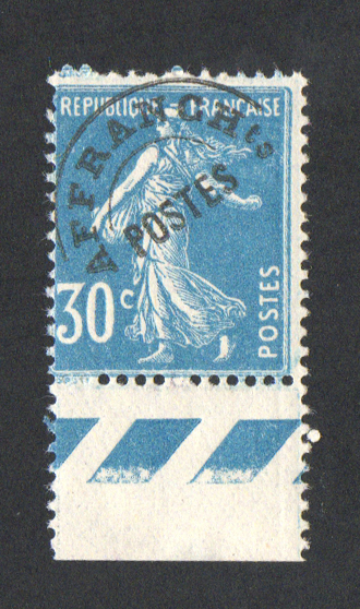 30 centimes semeuse bleu, bord de feuille fraîcheur postale TTB