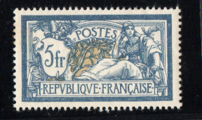 5 francs Merson bleu et chamois , très bien centré TTB