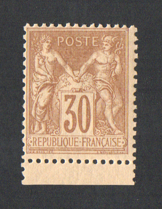 30 centimes brun-jaune, fraîcheur postale TTB