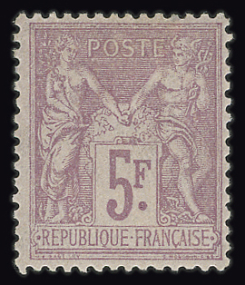 5 francs lilas-rose sur lilas-pâle, grande fraîcheur TTB