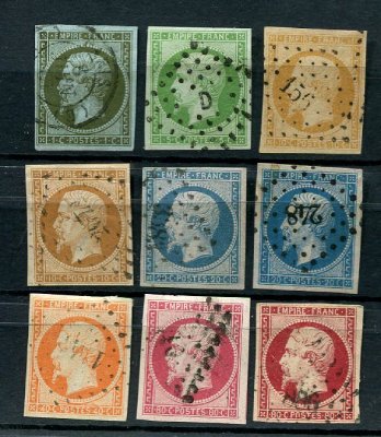 Empire non dentelé 9 timbres oblitérés choisis TTB