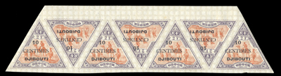 10 centimes sur 2 francs bande de 7 timbres très frais TTB