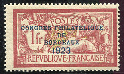 1 franc Merson surchargé Congrès de Bordeaux 1923 TB