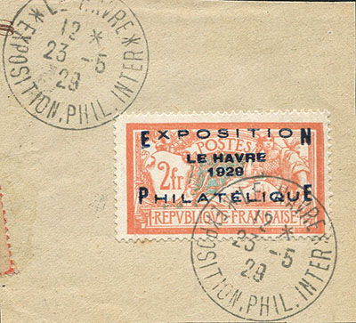 2 francs congrès philatélique du Havre 1929 TTB