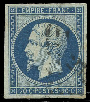 20 centimes type 1 bleu foncé sur vert  TTB