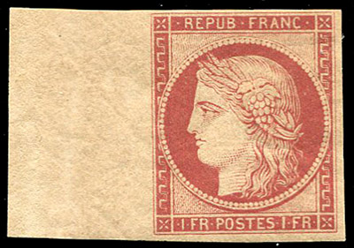 1 franc Cérès reimpression bord de feuille TTB