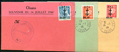 Libération Bourg d'Oisans sur documents 14 juillet 1944 TTB