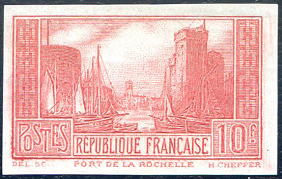 10 franc Port de La Rochelle essai en brun rouge Rare et Sup