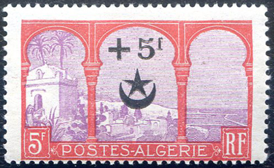 5 + 5 francs Mustapha rouge et violet avec 5eme arbre TTB