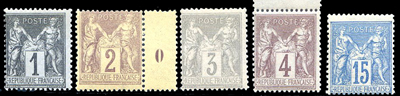 5 timbres au type Sage N/U TTB