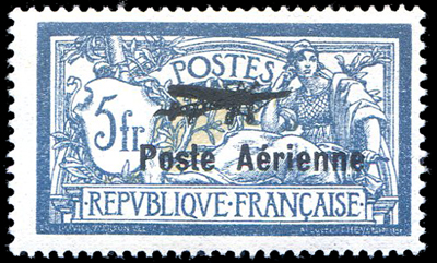 5 francs Merson surchargé Poste Aérienne TTB