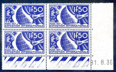 Série 6 caleurs exposition internationale 1937 TTB