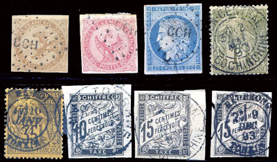 8 timbres colonies Générales oblitérés en Cochinchine TB