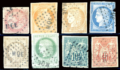 8 timbres colonies Générales oblitérés MQE Martinique TB