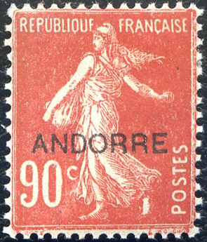 Série des 18 timbres blanc et Semeuse surchargés Andorre TTB