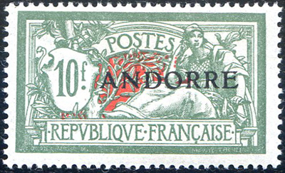 10 francs Merson surchargé Andorre TTB
