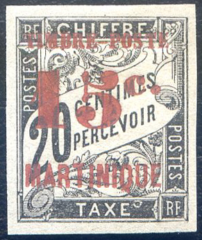 Série taxe Duval 7 timbres surchargés Martinique TTB
