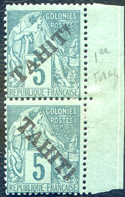 5 centimes Tahiti sur Alphée Dubois TB