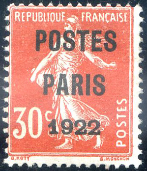 30 centimes semeuse camée poste Paris 1920 TTB