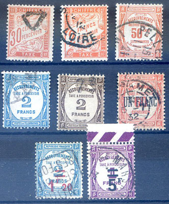 8 timbres taxe exemplaires choisis TTB