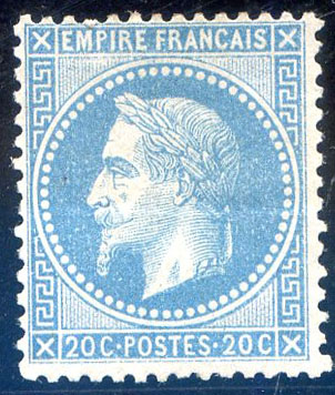20 centimes bleu empire Lauré type 2 TTB