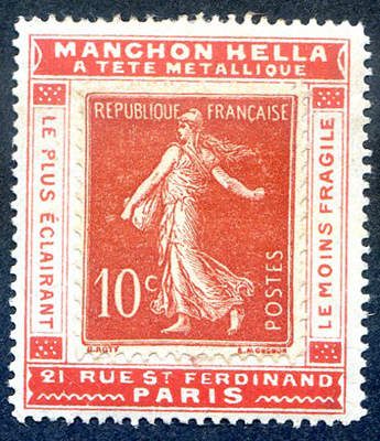 10 centimes Semeuse sur porte timbre Hella TTB