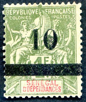 10 centimes sur 1 franc Sage Sénégal TTB