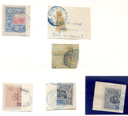 6 timbres coupés en deux faute de timbres poste TTB