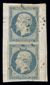 25 centimes Empire, paire sur fragment obl GC TTB