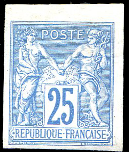 25 centimes bleu Sage colonies générales TTB