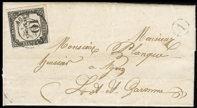 10 centimes lithographique sur lettre oblitéré Agen 17/4/49 TTB