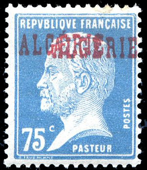 75 centimes Pasteur variété double surcharge B