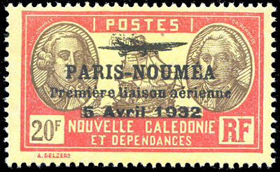 Série des 26 timbres PARIS-NOUMEA 1ere liaison aérienne TB