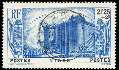 Série Bastille Niger oblitérée 1939 TTB