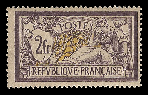 2 francs Merson violet et jaune grande fraîcheur TTB