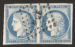 20 centimes bleu cérès paire oblitérée Martinique TTB