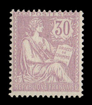 30 centimes Mouchon retouché violet fraîcheur postale TTB