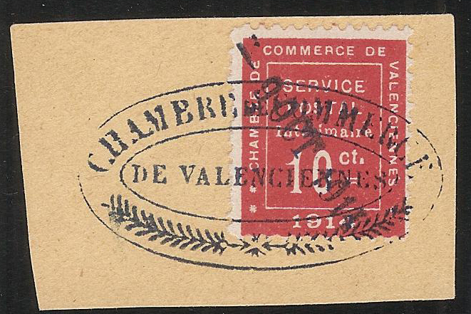 1O centimes vermillon Valenciennes sur fragment TTB