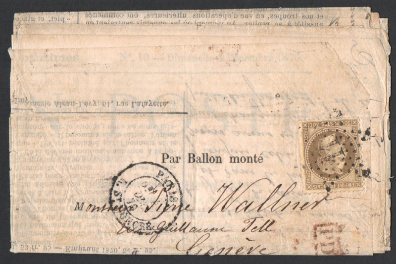 Le Franklin lettre journal affr 30 cts Lauré Ballon poste N°10 T