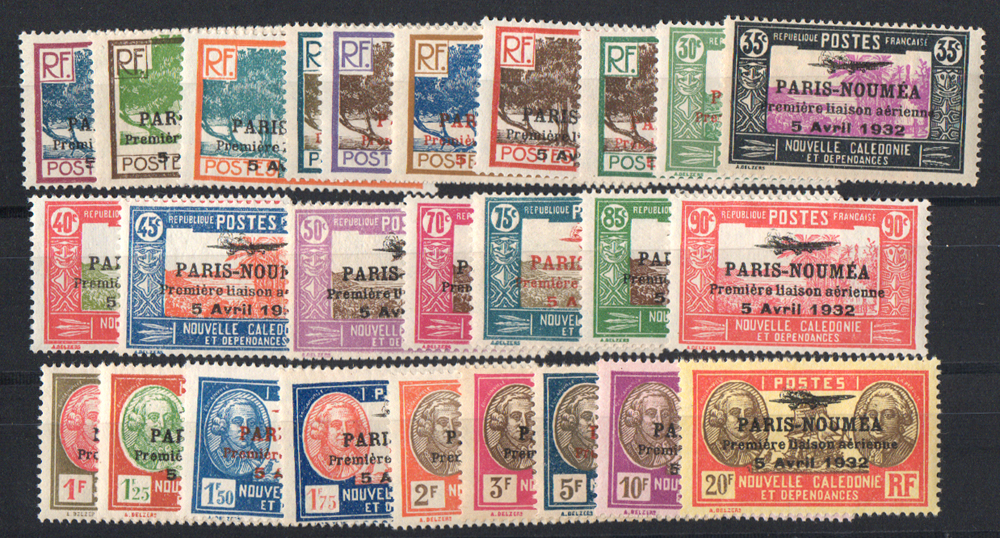 Série des 26 timbres PARIS-NOUMEA 1ere liaison aérienne TB