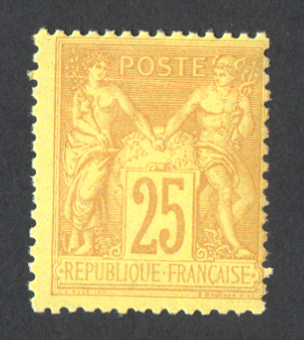 25 cents bistre-jaune Type Sage, grande fraîcheur s/Calves B