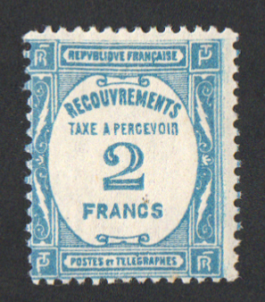 2 Francs bleu , recouvrement, fraîcheur postale TTB
